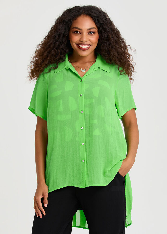 Chiffon Pleat Back Detail Shirt, , hi-res
