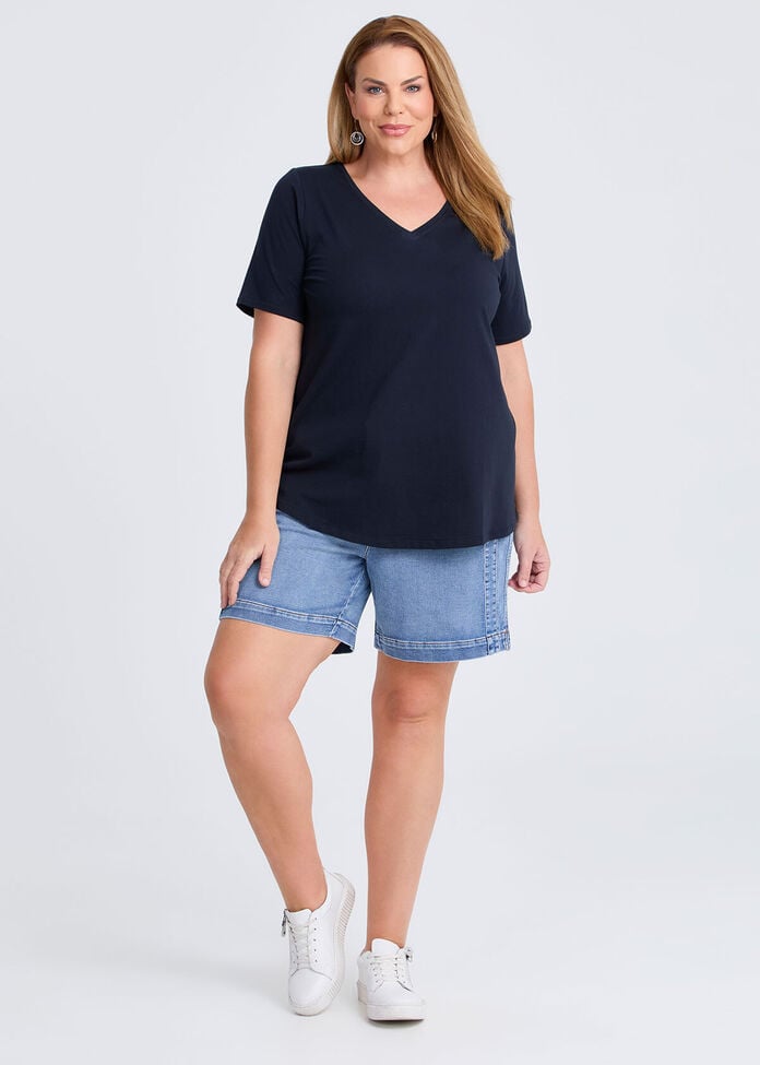 Shop Plus Size Organic Cotton V-neck T-shirt, Navy | Taking Shape AU