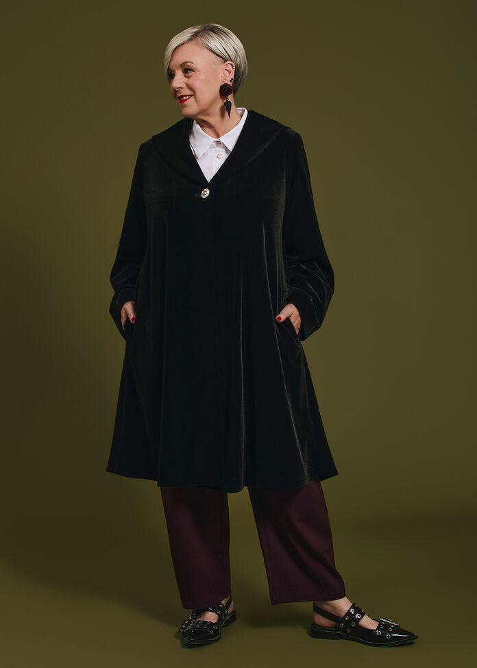 Luxe Velvet Opera Swing Coat, , hi-res