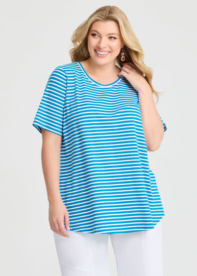 Plus Size Good Earth Australian Cotton Stripe T-shirt