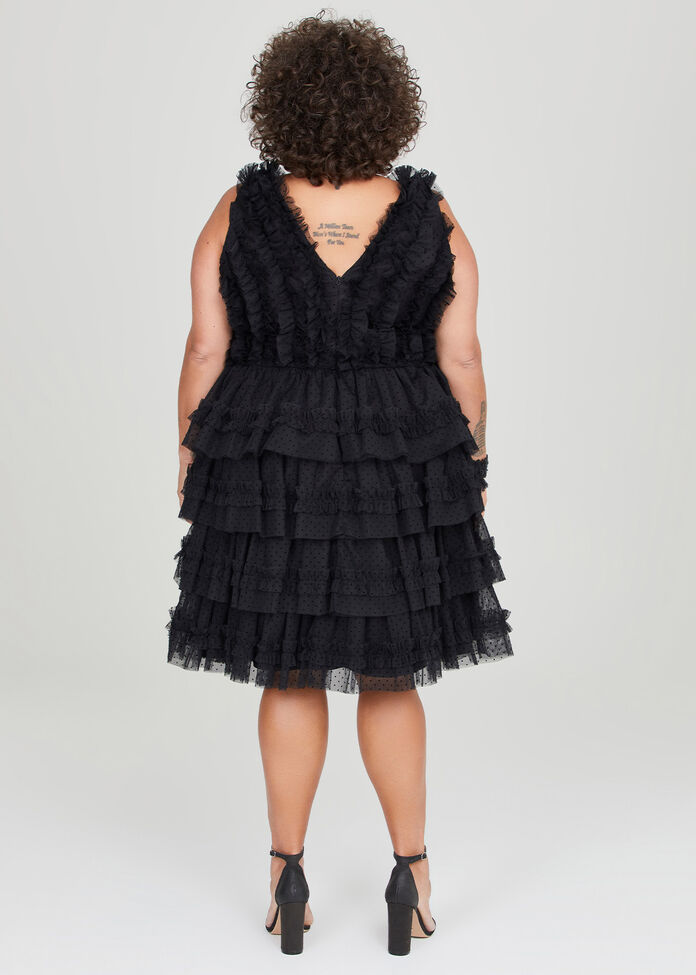 NYE Tulle Ruffle Party Dress, , hi-res