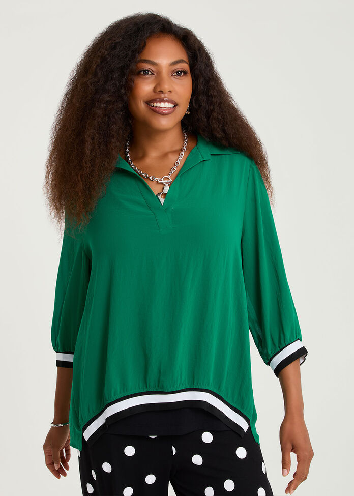 Chiffon Carrie Collar Top, , hi-res