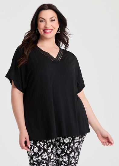 Plus Size Bamboo Mia Lace Detail Top