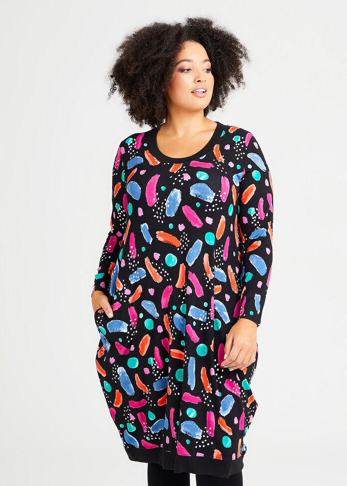 Natural Geo Print Dress, , hi-res