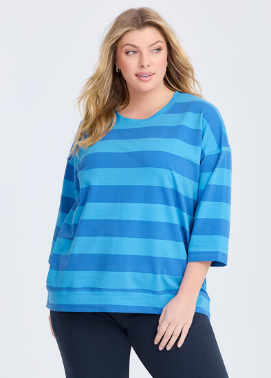 Plus Size Cotton Tonal Stripe Sweatshirt