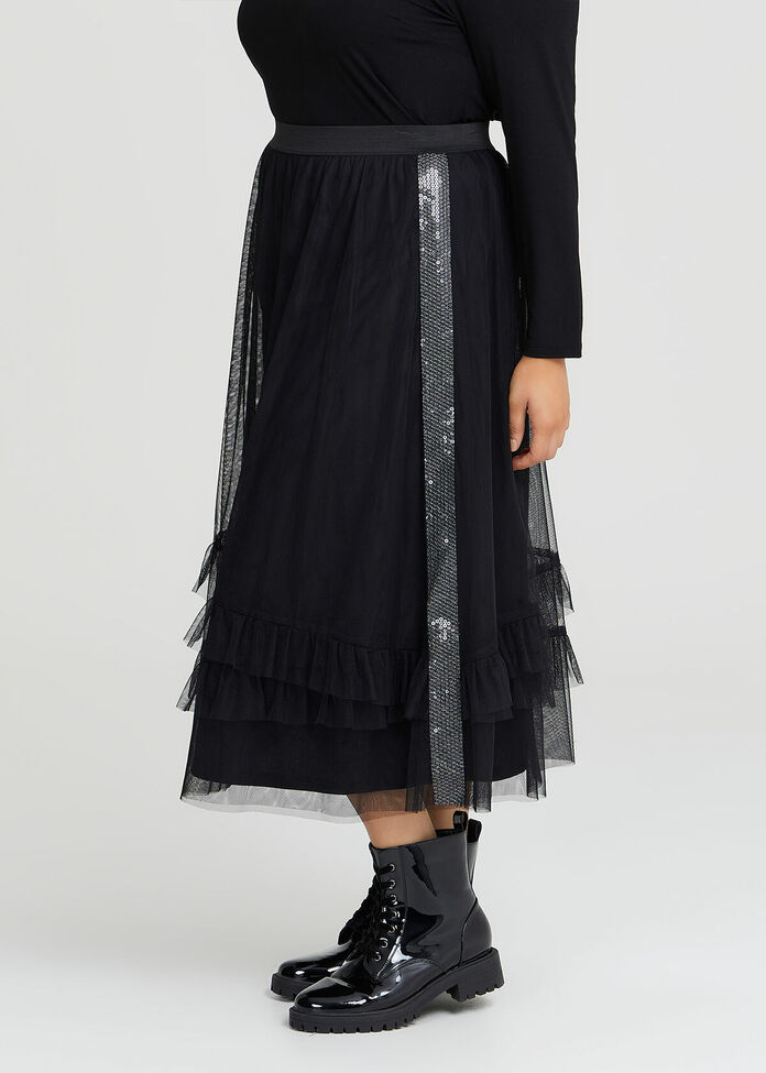 Shop Plus Size Mesh Starlight Skirt in Black | Taking Shape AU