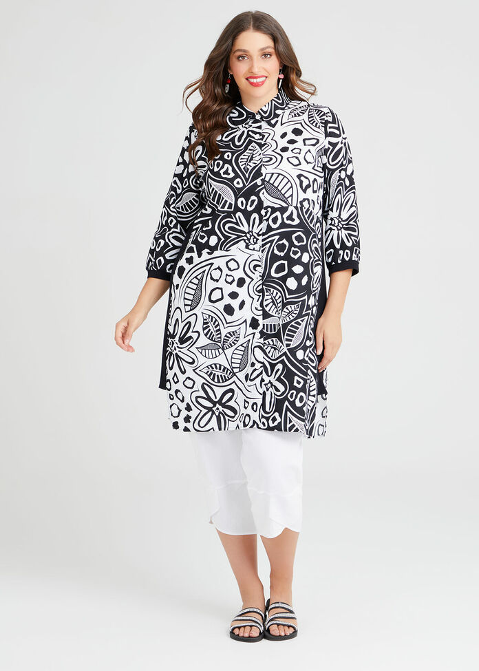 Shop Plus Size Linen Monochromatic Shirt in Print | Sizes 12-30 ...