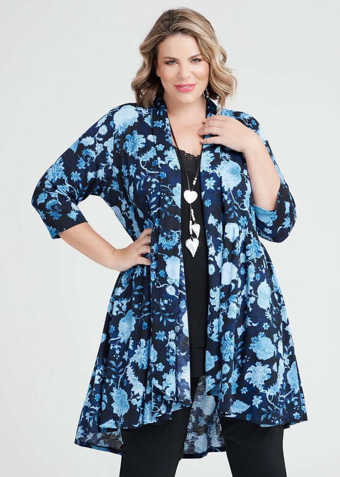 Shop Plus Size Shades Of Blue Cardigan, Print Taking Shape AU