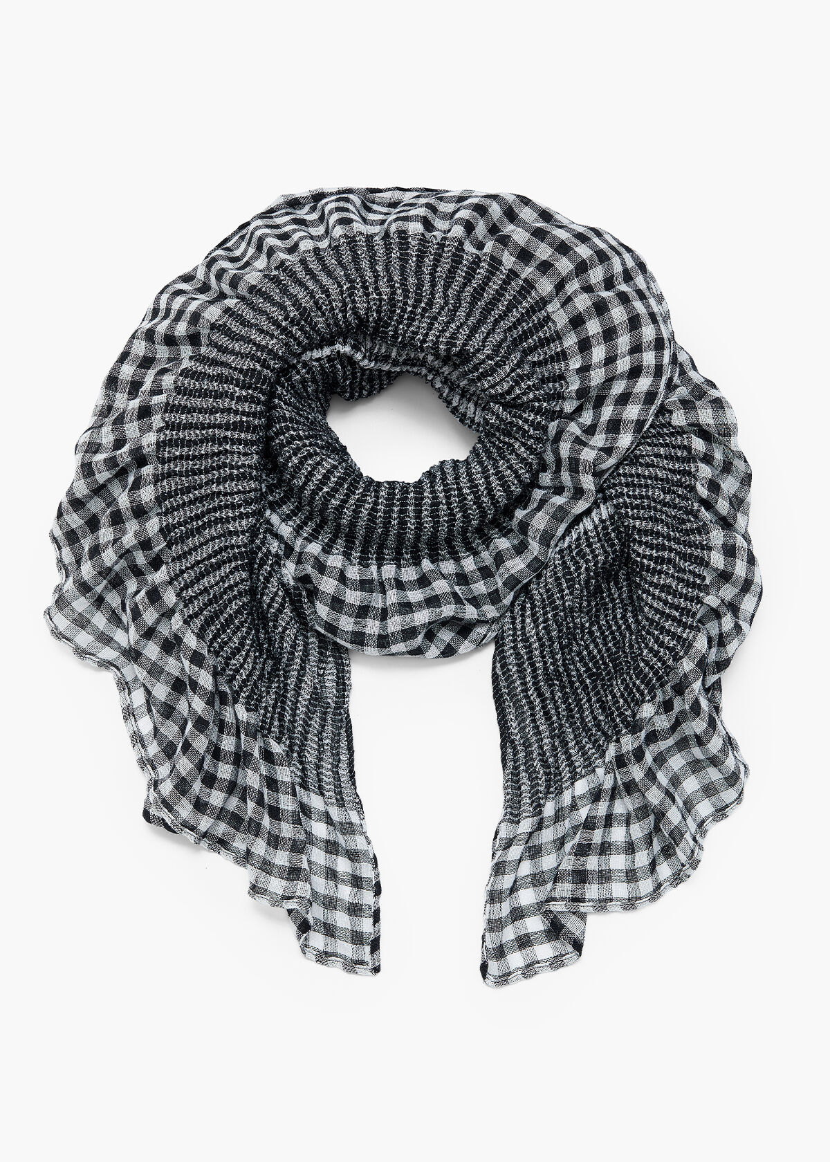 Black and white gingham scarf clearance
