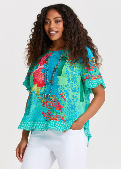 Plus Size Salsa Ruffle Natural Top