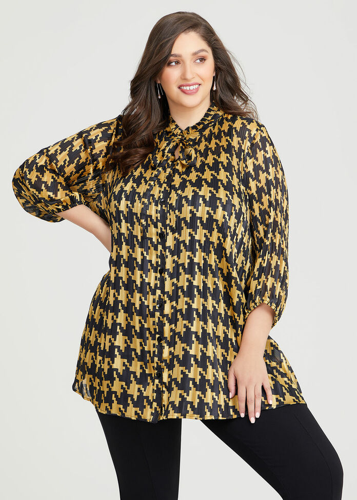 Shop Plus Size Lurex Stripe Plisse Shirt in Black | Taking Shape AU