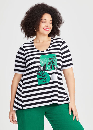 Plus Size Natural Isla Stripe Top