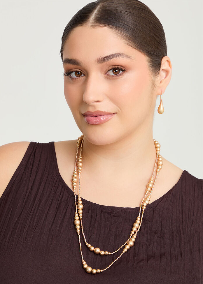 Fully Beaded Long Necklace, , hi-res