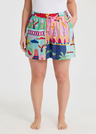 Plus Size Cotton Beach Sunset Short