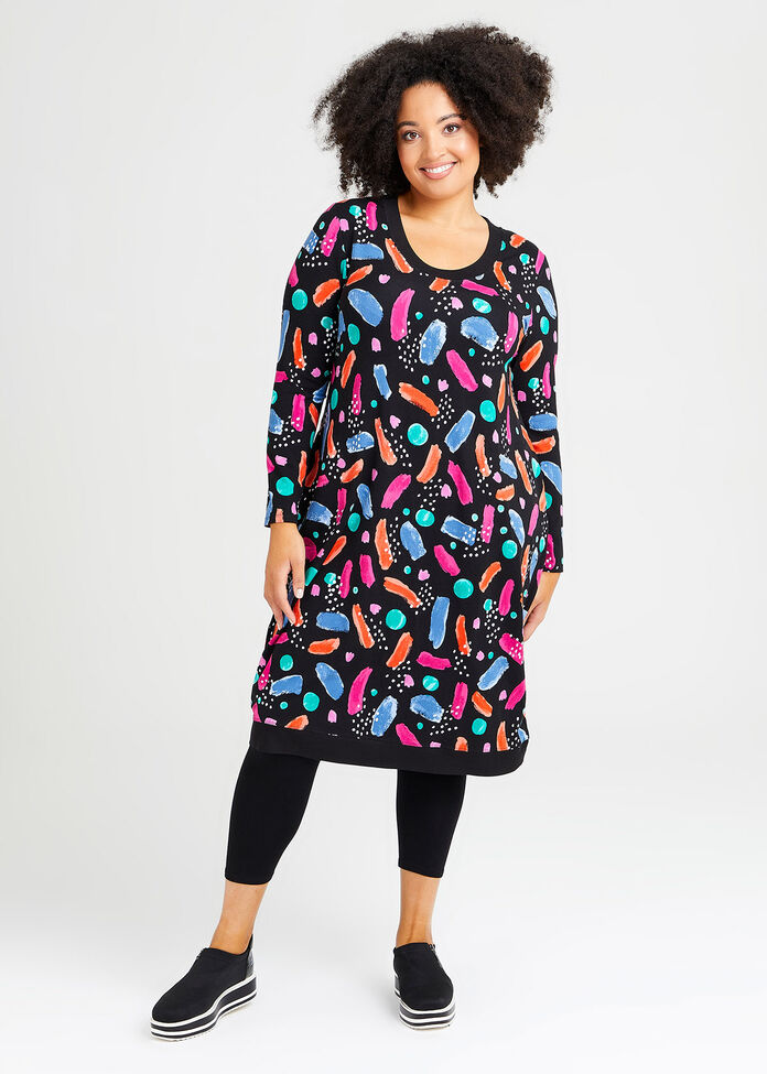 Natural Geo Print Dress, , hi-res
