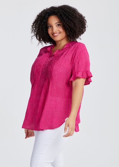 Plus Size Natural Pleat Detail Top