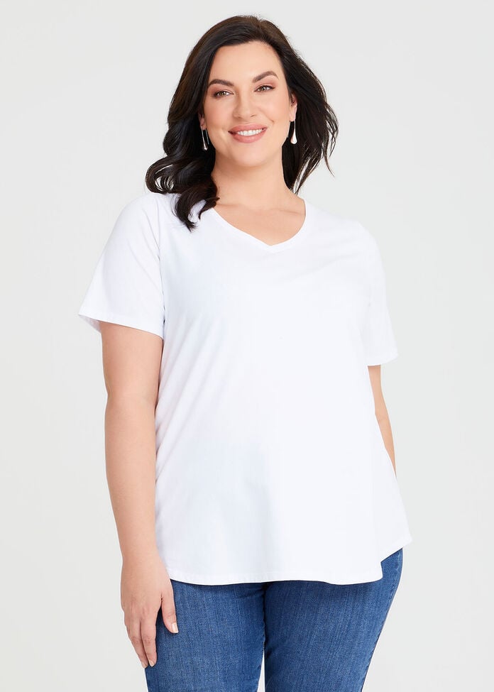 Australian Cotton V-neck T-Shirt, , hi-res