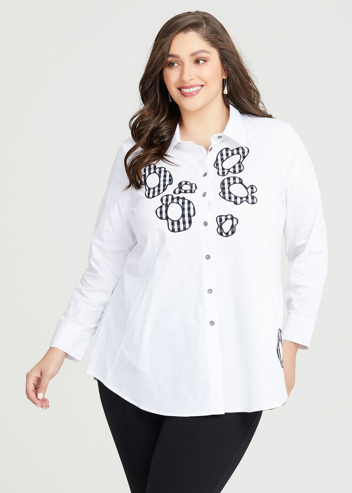 Applique Cotton Shirt, , hi-res