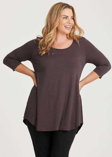 Plus Size Bamboo Base 3/4 Sleeve Top