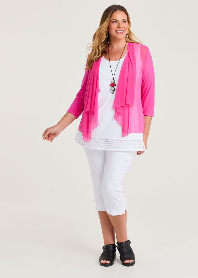 Drape Mesh & Natural Cardigan, , hi-res
