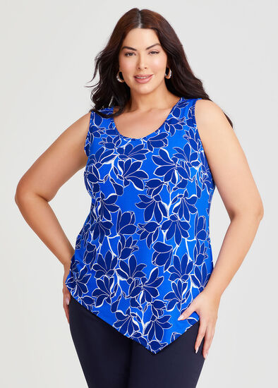 Plus Size Printed Mix Media Tank
