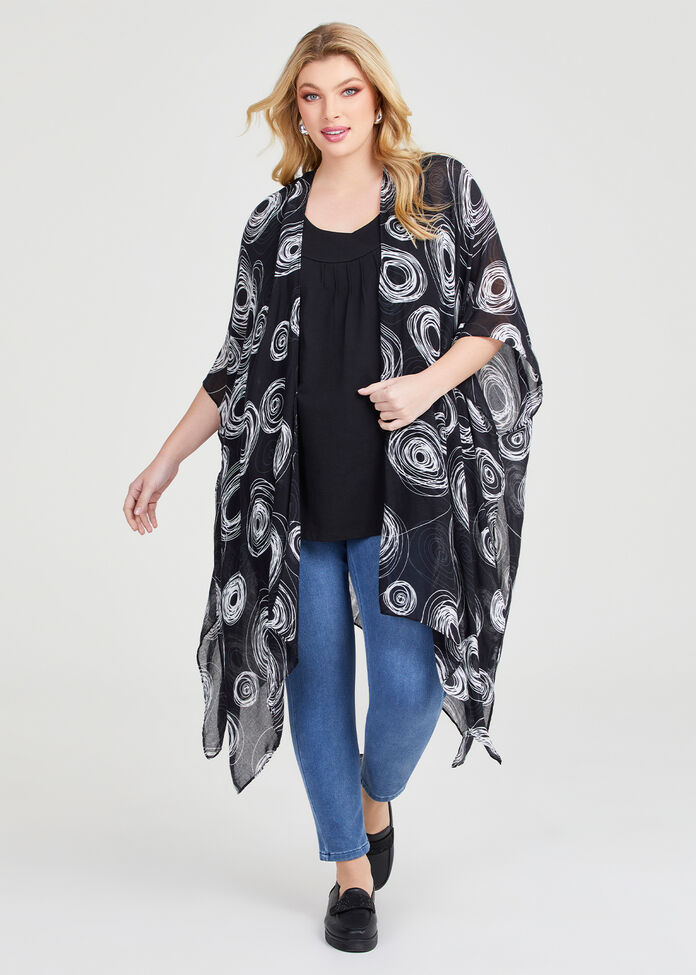 Circle Shapes Cape Kimono, , hi-res