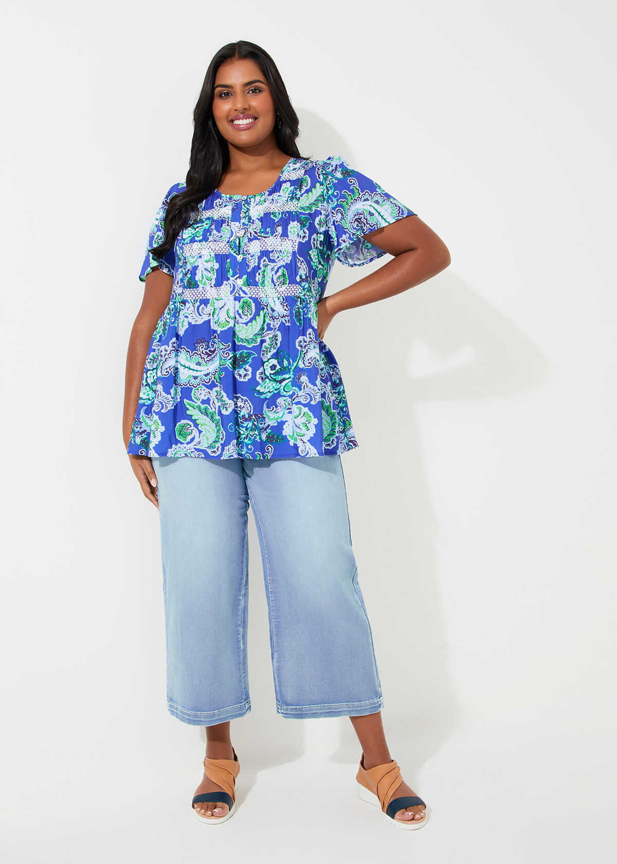 Natural Paisley Smock Top