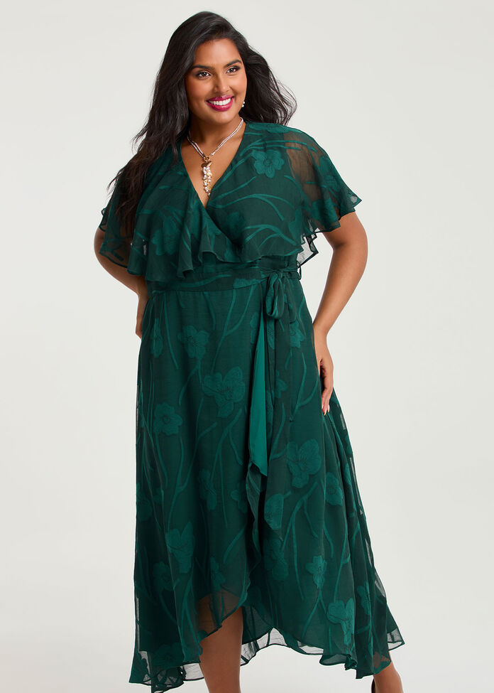 Livia Floral Jacquard Wrap Dress, , hi-res