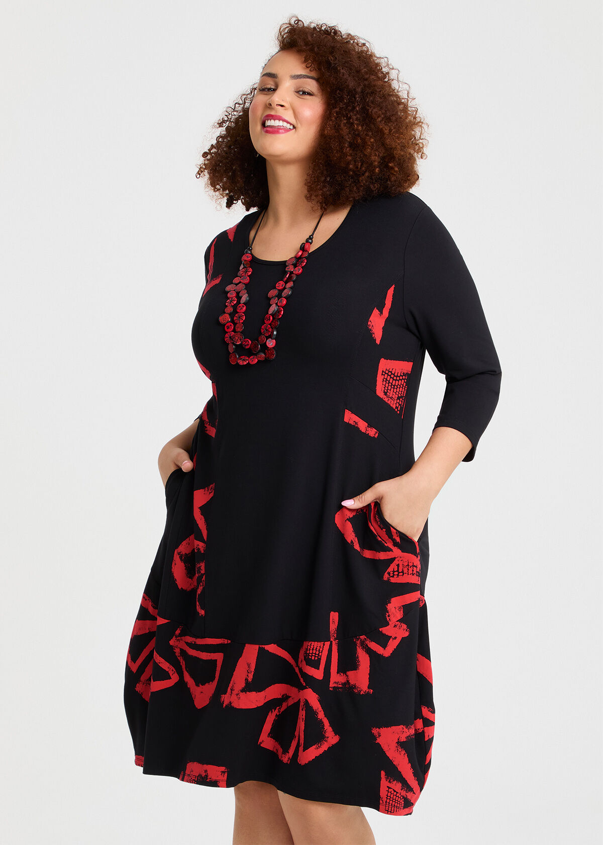 Shop Plus Size Rhapsody Spliced Natural Dress, Floral | Taking