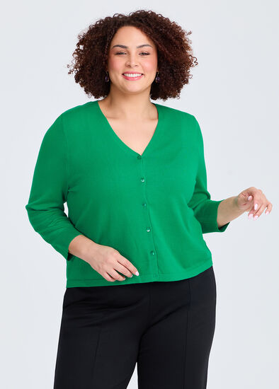 Plus Size Ivy V-neck Natural Knit Cardigan