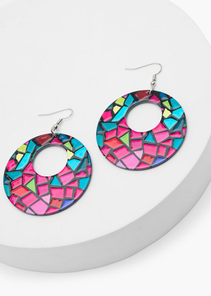 Round Multicolour Earrings, , hi-res