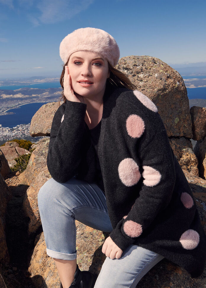 Textured Spot Cardi, , hi-res