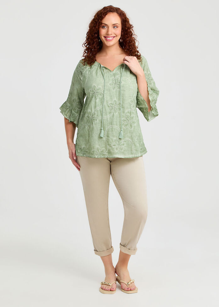 Cotton Pigment Embroidered Top, , hi-res