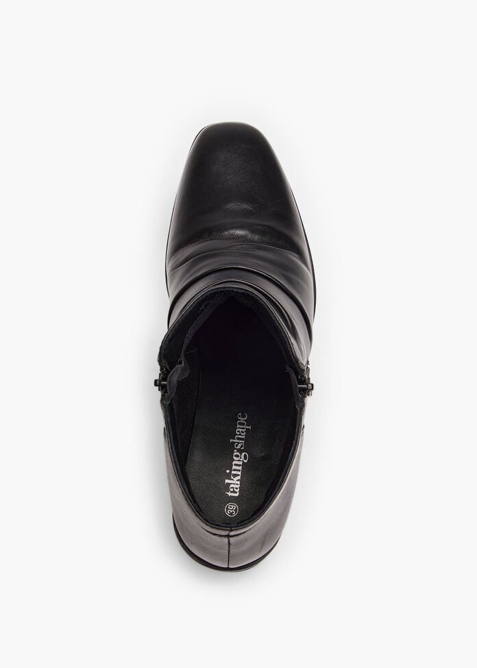 Leather Ruched Ankle Boot, , hi-res