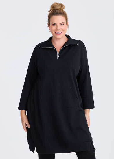 Plus Size Zip Collar Sweat Dress