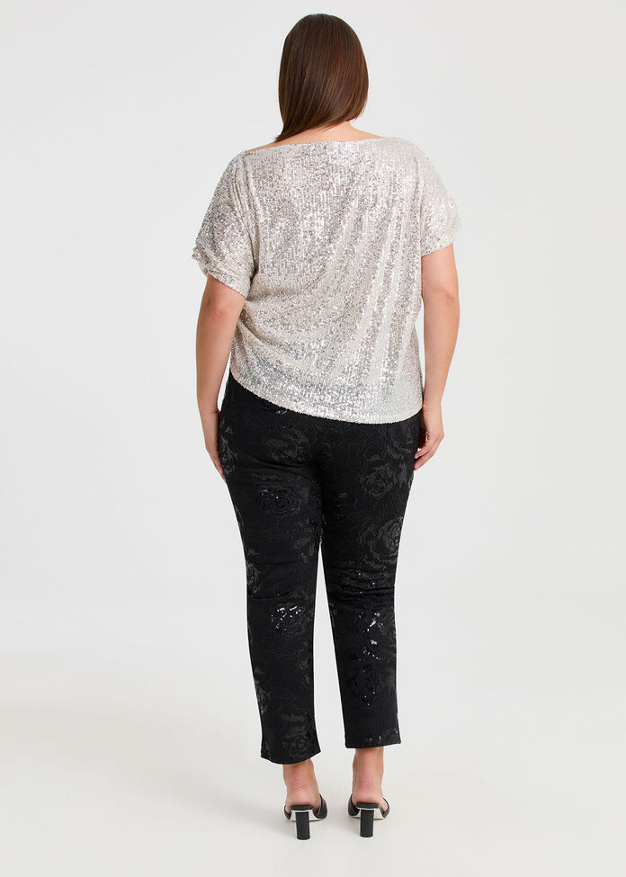 One Shoulder Sequin Party Top, , hi-res
