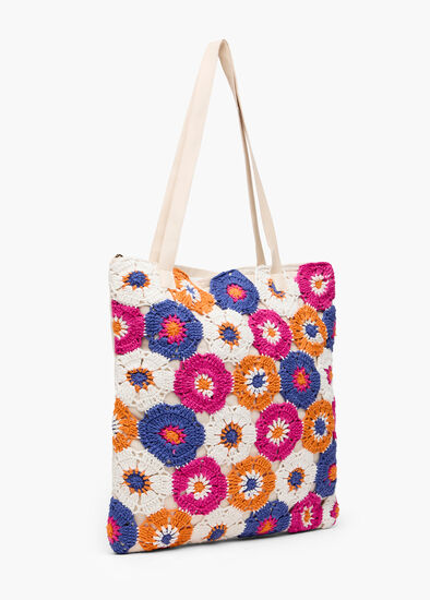 Crochet Flower Tote Bag
