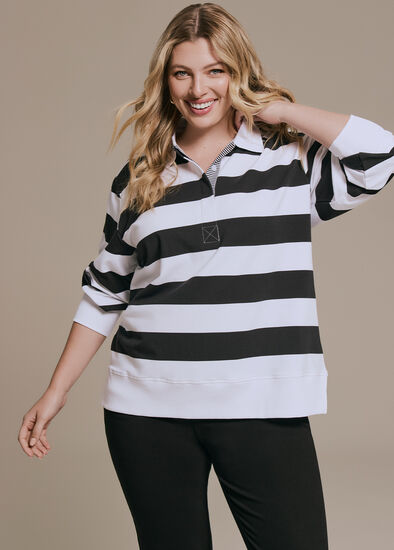 Plus Size Cotton Polo Neck Sweatshirt