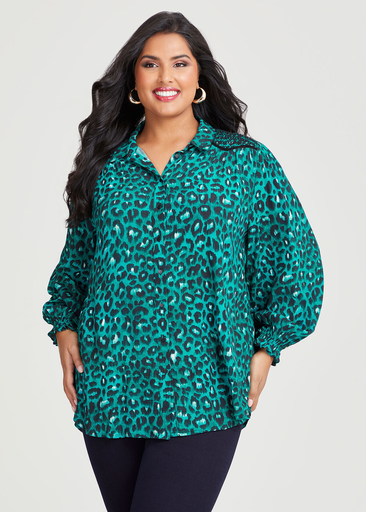 Shop Plus Size Natural Leopard Print Shirt in Multi Taking Shape SK