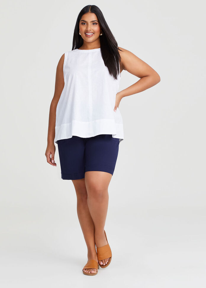 Cotton Linen Sleeveless Top, , hi-res