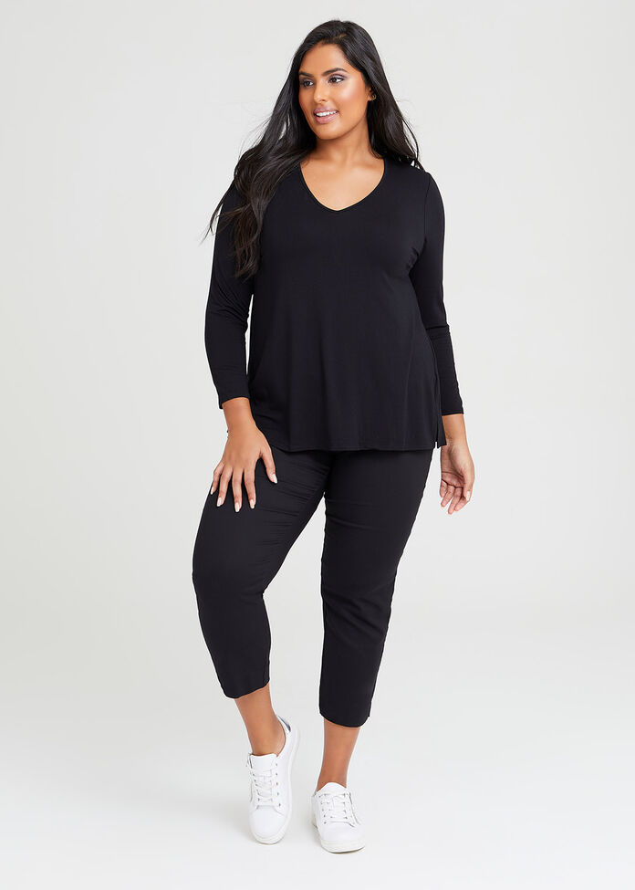Shop Plus Size Bamboo Long Slv Day To Day Top in Black | Taking Shape AU