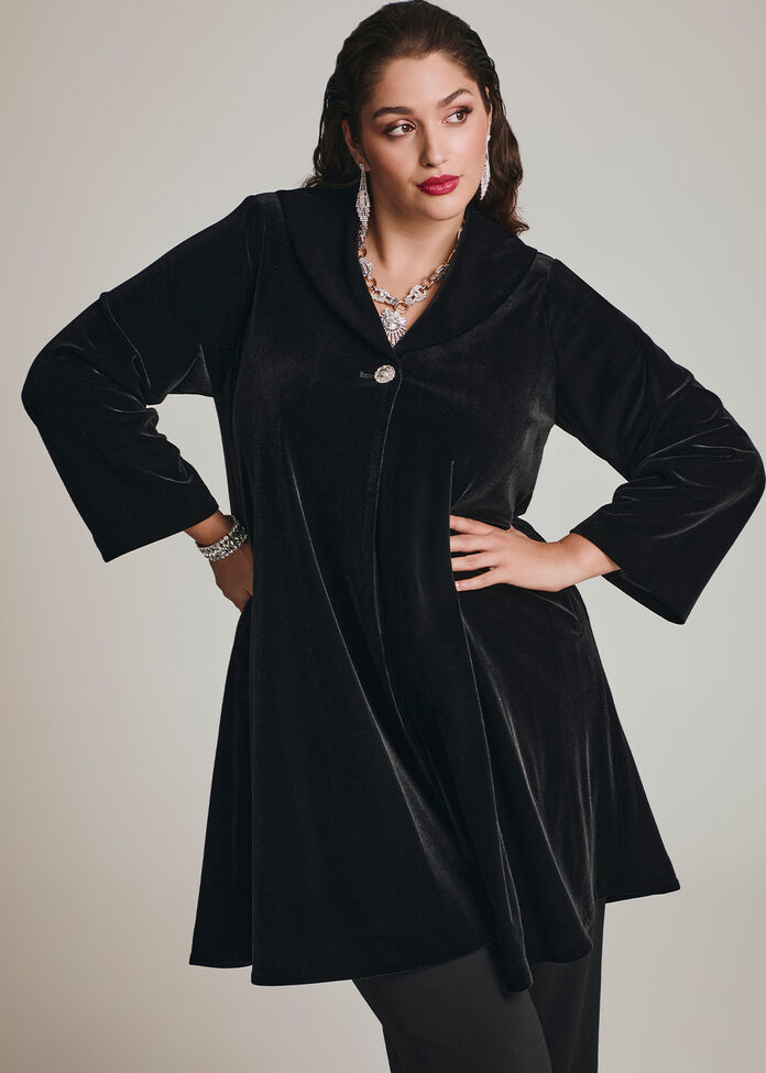 Luxe Velvet Opera Swing Coat, , hi-res