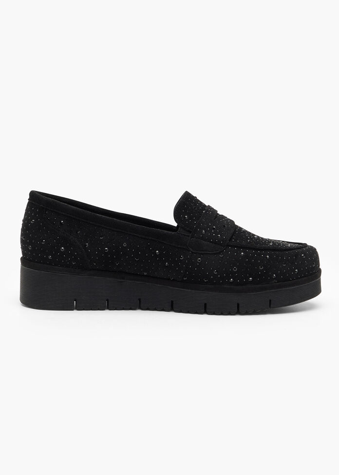 Shop Plus Size Wedge Bejewelled Loafer in Black | Taking Shape AU