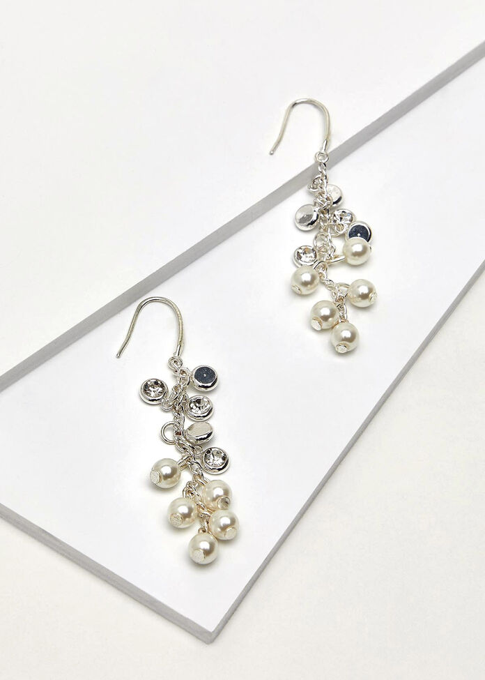 Pearl & Crystal Beaded Earrings, , hi-res