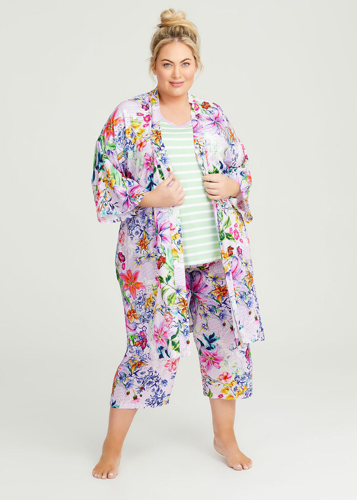 Natural Floral Kimono, , hi-res