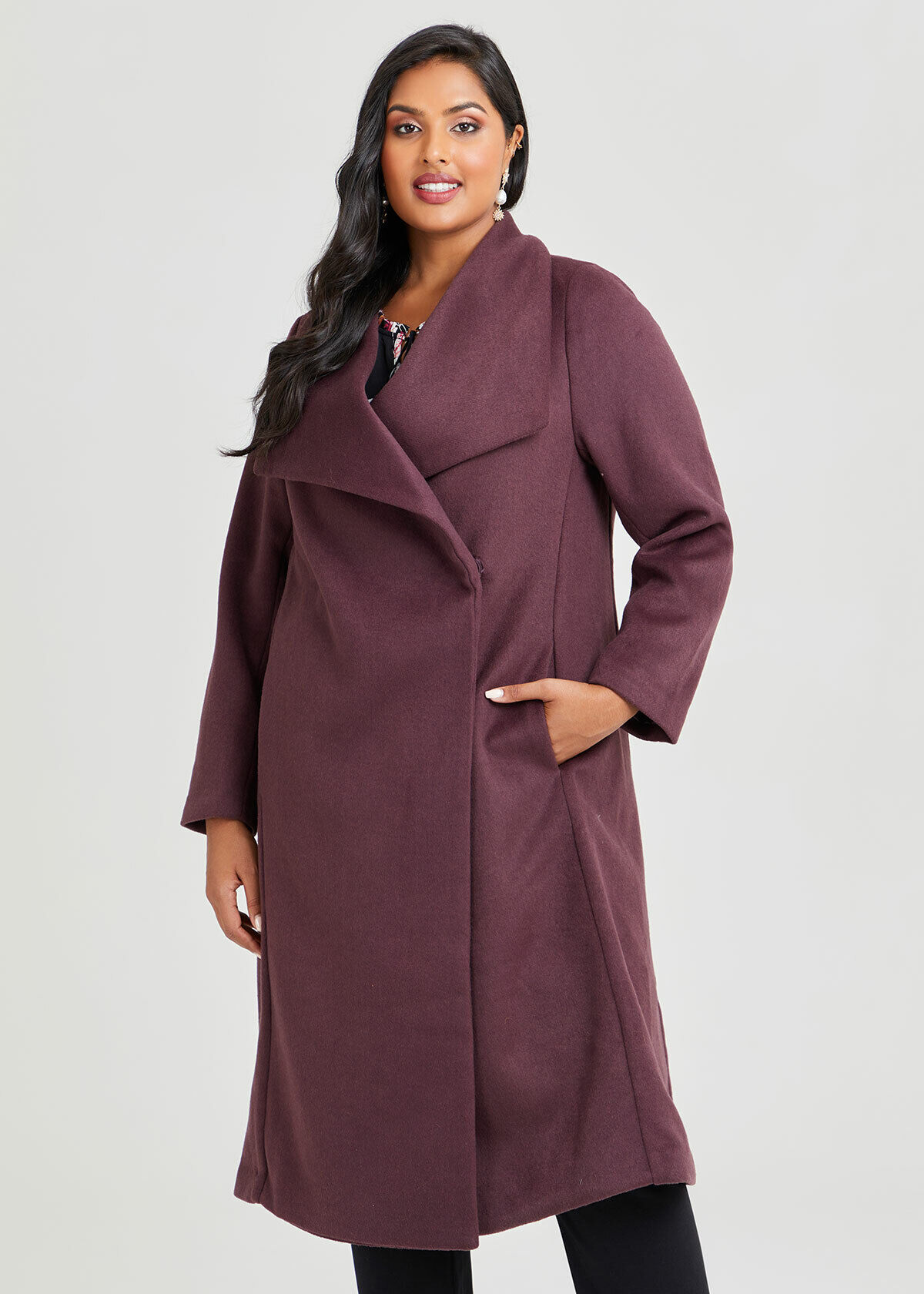 Plus size top wool coats long