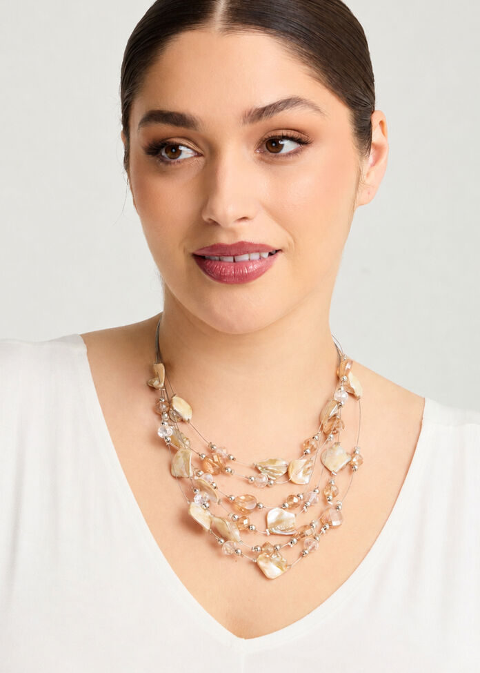 Multilayered Beaded Necklace, , hi-res