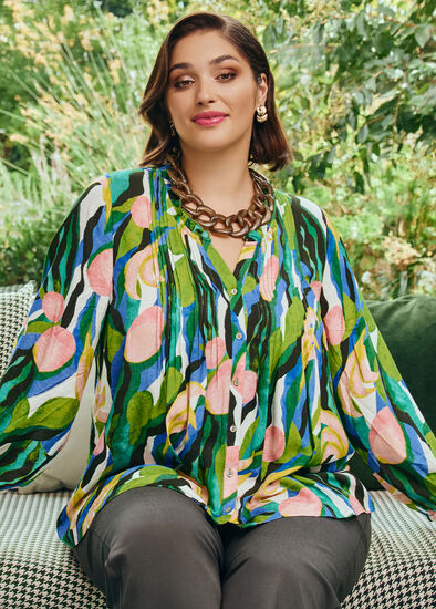 Plus Size Natural Novella Pintuck Shirt