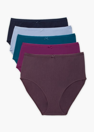 Plus Size 5 Pack Cotton Multi Colour Briefs