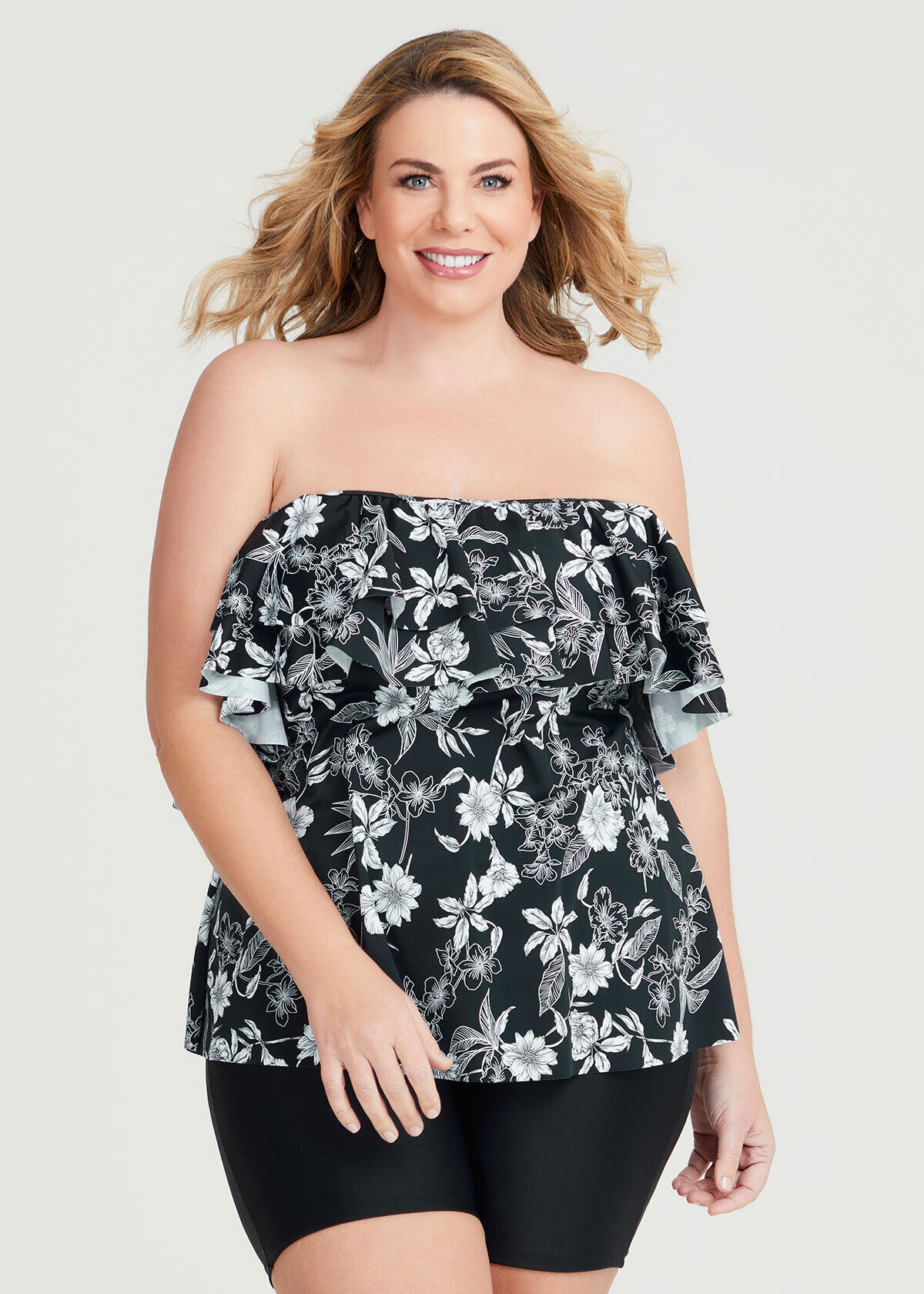 Off shoulder discount tankini plus size